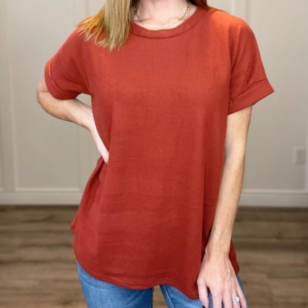 NWOT Sew In Love XL Brushed Hacci Brick Colored Shirt